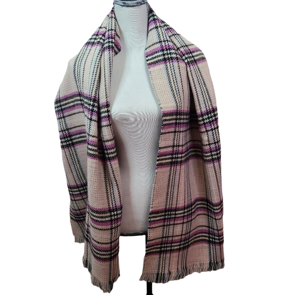 Steve Madden Plaid Fringe Scarf